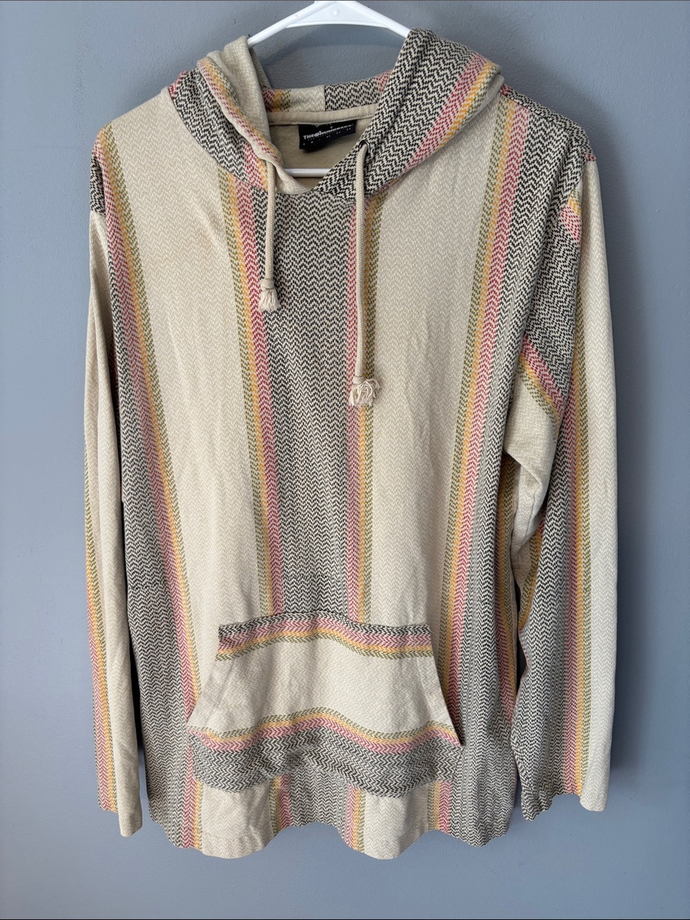 The Hundreds Cream Striped Hooded Pullover with Red,Green & Yellow Accents